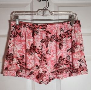 Joyspun Pink Butterfly Print Lounge Shorts Small